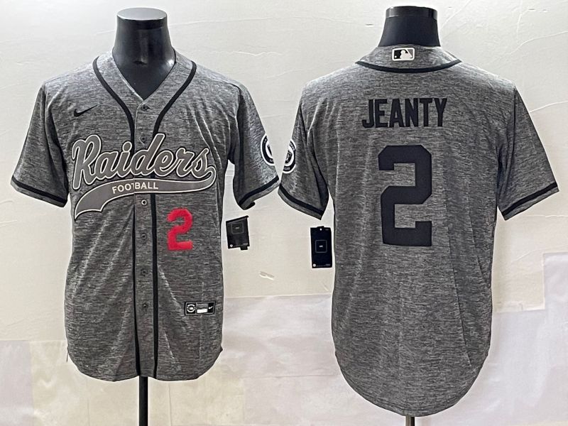 Men 2025 Oakland Raiders #2 Jeanty Grey Joint Name Nike Limited NFL Jersey style 5